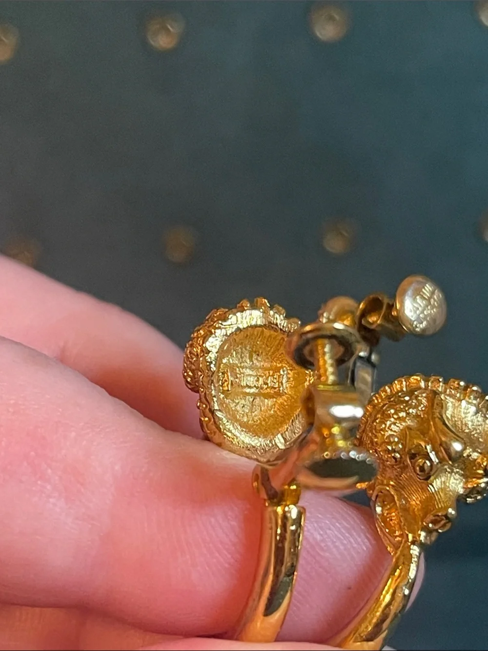*RARE* Vendome Chimera Ouroboros Gold-Plated Hoop Clip On Earrings